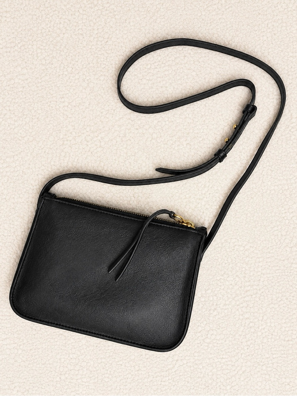 Madewell Black Leather Crossbody Bag Adjustable Strap Zip Top Purse